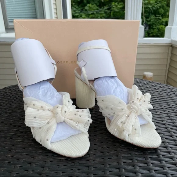 Loeffler Randall Camellia Pleated Knot Rhinestone Heeled Sandal Size 10 (NWB) - Picture 2 of 10